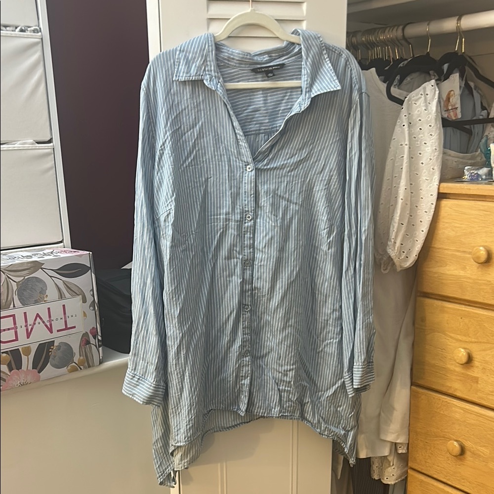 Blue Striped Button-Up Shirt